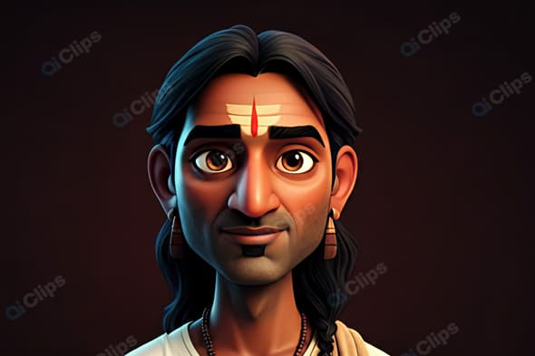 Traditional Indian Cartoon Portrait