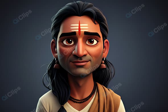 Animated Spiritual Character with Traditional Attire and Markings