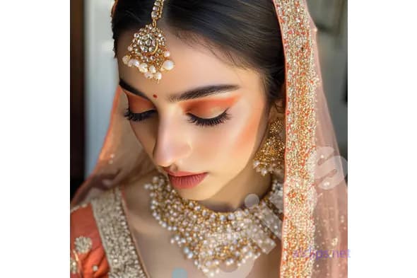 Radiant Bridal Look with Gold and Pearl Jewelry