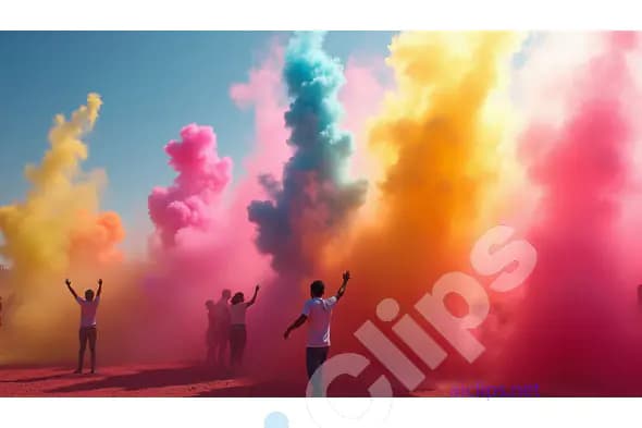 Vibrant Celebration of Holi with Clouds of Color