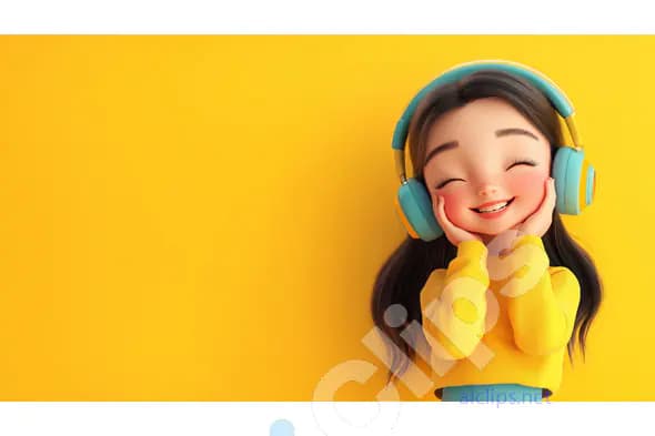 Happy Girl with Headphone