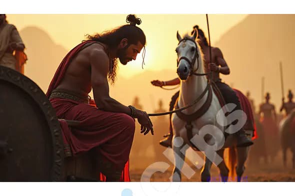 Pensive Warrior at Sunset