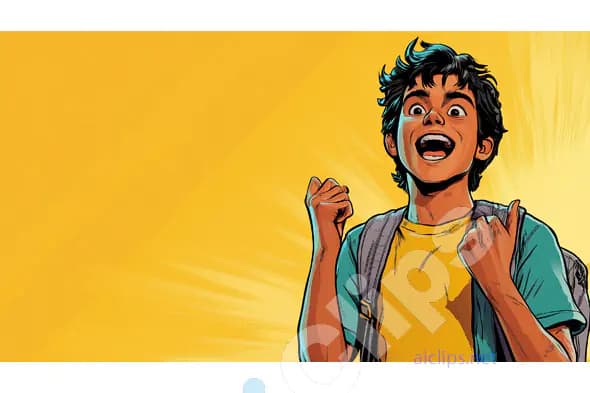 Excited Boy with Backpack