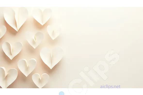 Origami Hearts on Soft Cream Background