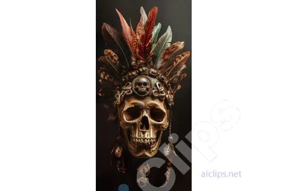 Tribal Skull with Feathers