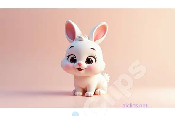 Adorable Cartoon Bunny on Soft Pink Background
