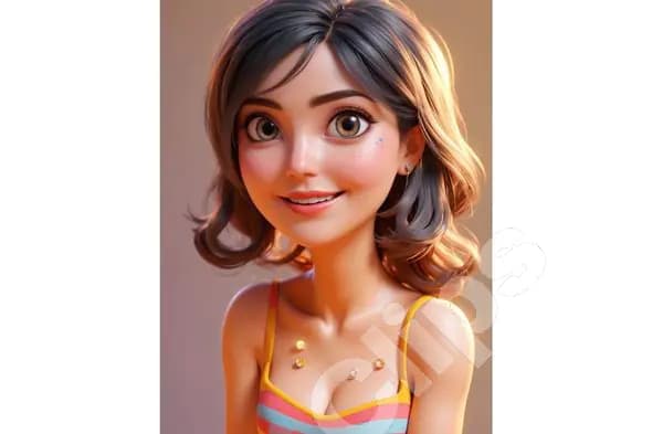 Cheerful Cartoon Girl