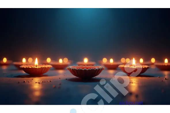 Illuminated Diwali Diyas in a Festive Arrangement