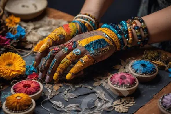 Bohemian Hand Art with Flowers