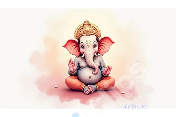 Adorable Lord Ganesha Illustration with Blessing Gesture