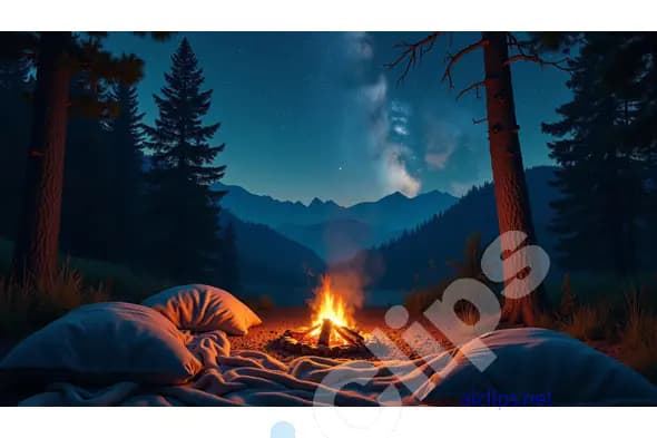 Cozy Campfire Under Starry Night in the Mountains