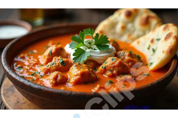 Delicious Indian Butter Chicken with Naan Bread