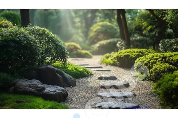 Serene Garden Path with Sunlight
