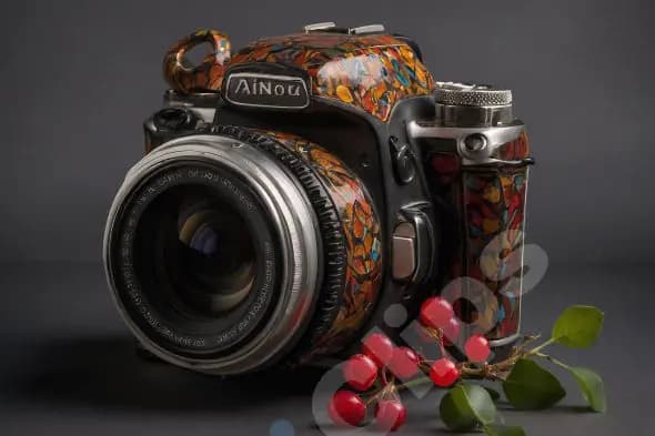 Vintage Camera with Floral Design