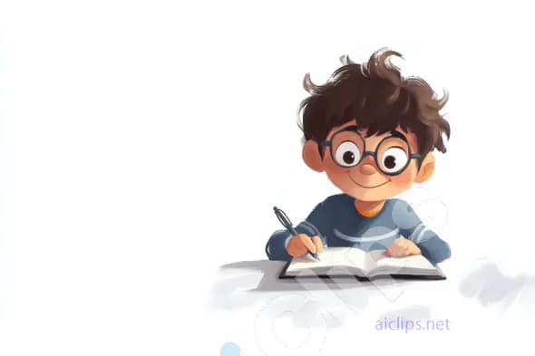 Cute Boy Writing in Notebook