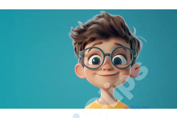 Cute Cartoon Boy with Glasses