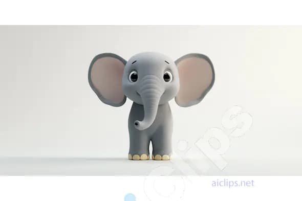 Adorable Cartoon Elephant Render