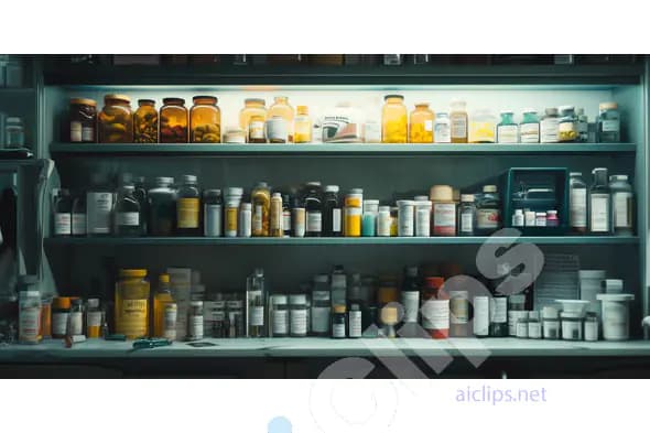 Medicine Cabinet with Assorted Bottles