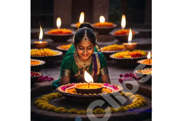 Diwali Celebration with Diyas