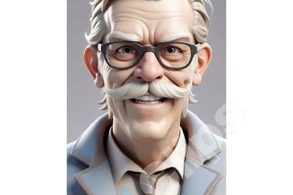 Smiling Elderly Man Cartoon