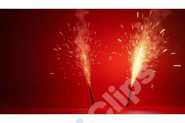 Sparklers Erupting with Bright Flames on a Red Background