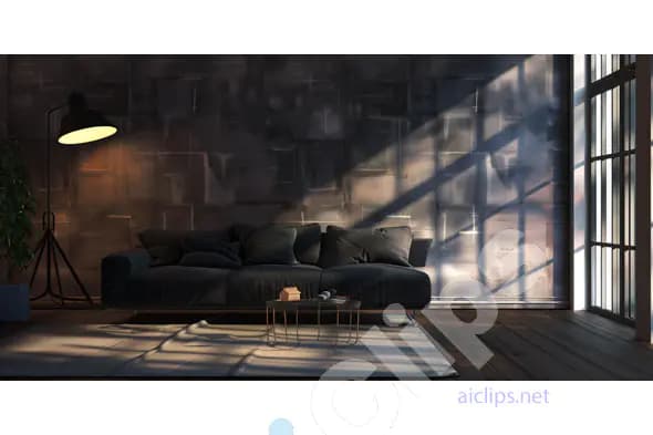 Modern Living Room with Evening Light