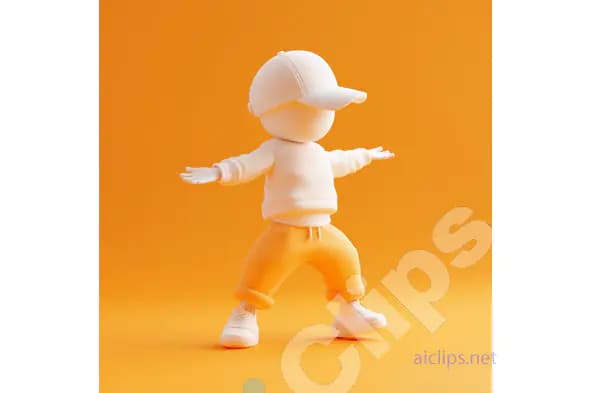 Playful 3D Character in Orange