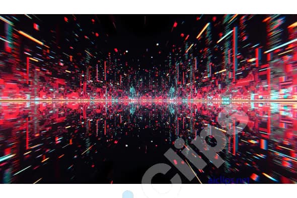 Futuristic Digital Cityscape with Neon Lights
