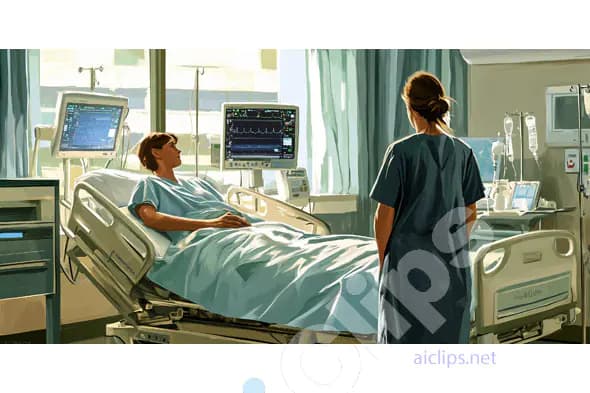 Hospital Room with Patient and Nurse