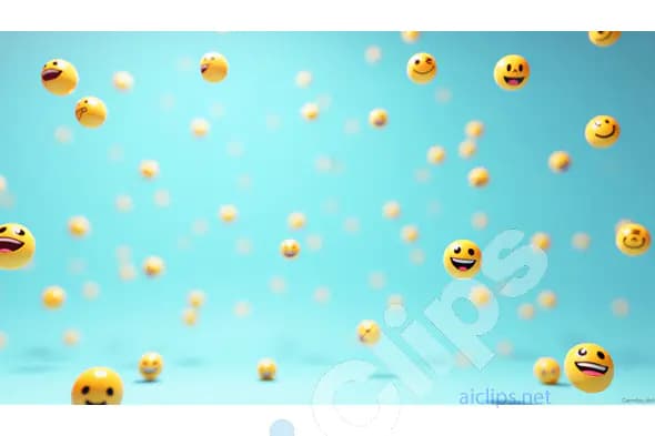 Floating Emoji Faces on Light Blue Background
