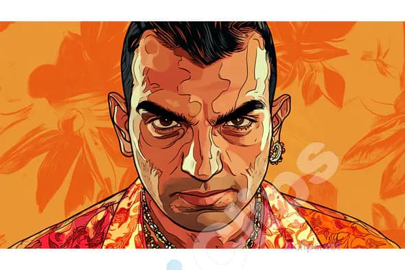 Intense Man in Floral Shirt