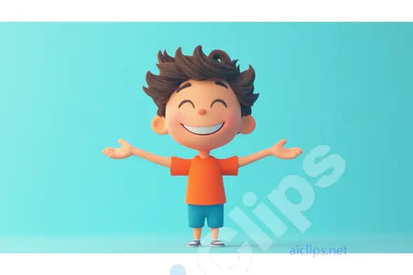 Cheerful Cartoon Boy with Open Arms