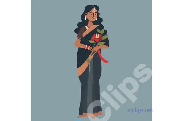 Woman with Flower in Traditional Sari