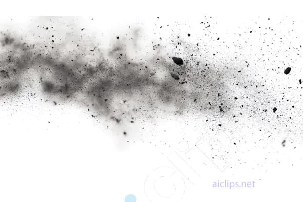 Black Dust Particle Explosion on White