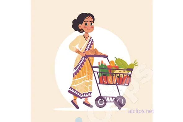 Woman with Grocery Cart