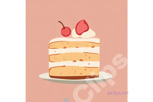 Cake Slice with Cherry Illustration