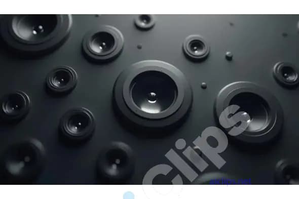 Abstract Array of Camera Lenses on Dark Background