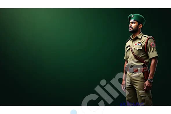 Indian Army Officer in Uniform on a Green Background