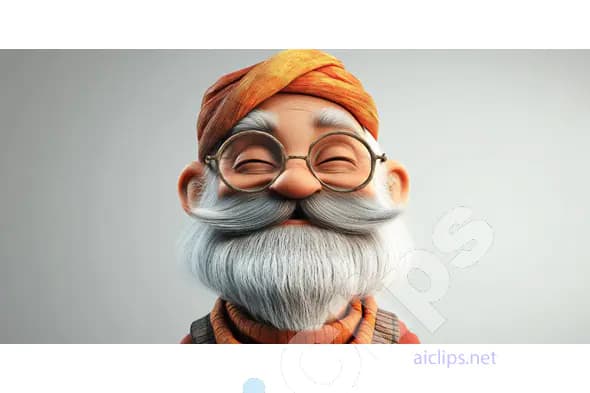 Smiling Cartoon Grandpa Render