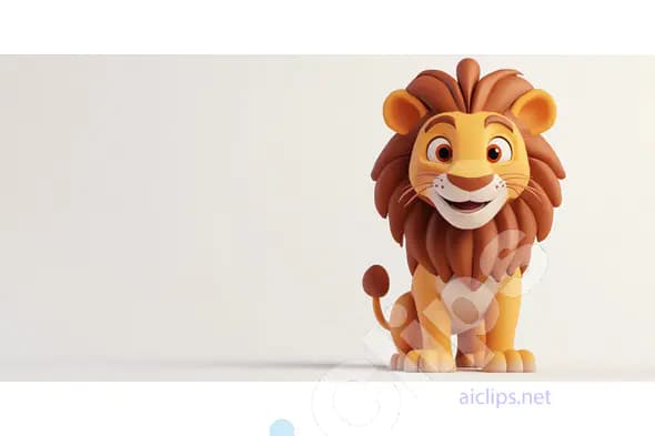Cheerful Cartoon Lion Render