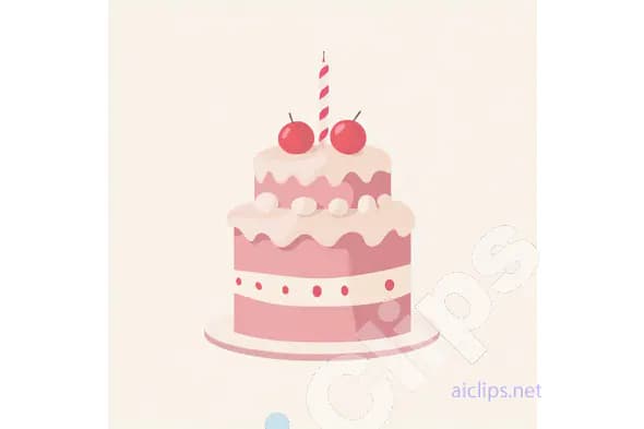 Pink Birthday Cake Illustration