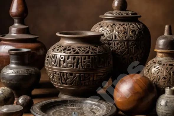Antique Clay and Wood Pottery Collection