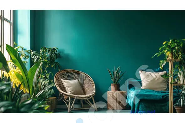 Cozy Green Living Room with Plants