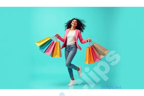 Happy Shopper with Colorful Bags