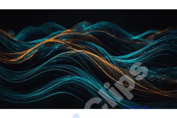 Abstract Flowing Lines with Neon Blue and Orange Hues