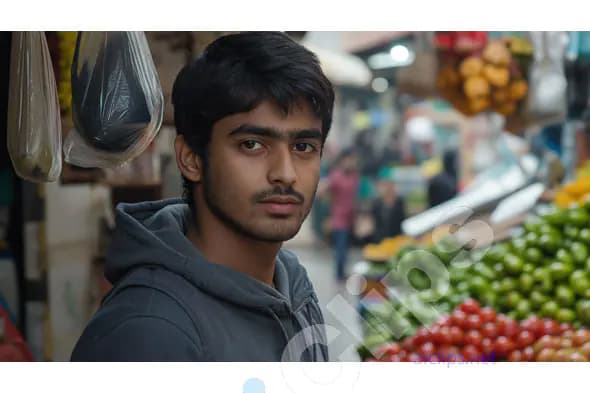 Young Man at an Indian Vegetable Market