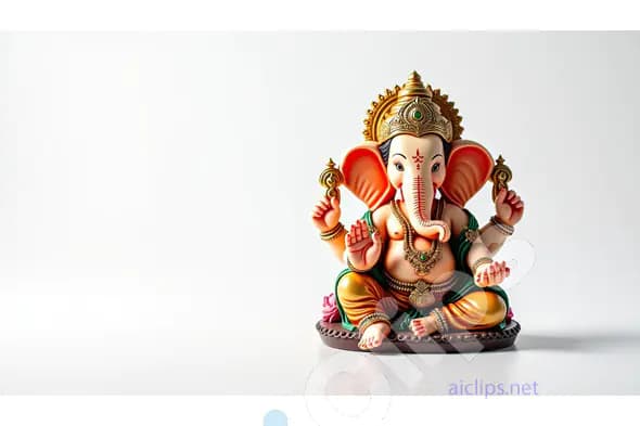 Lord Ganesha Idol on Minimalist Background