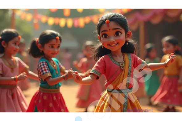 Festive Indian Girls Dancing