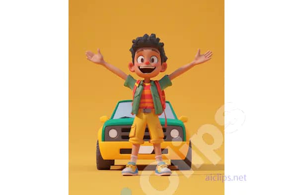 Excited Cartoon Boy 1