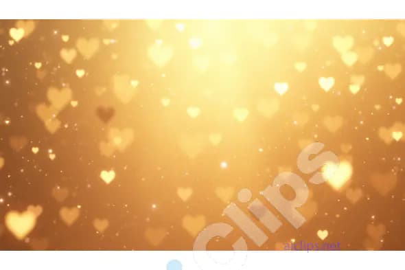 Glowing Golden Hearts with Sparkling Bokeh Background
